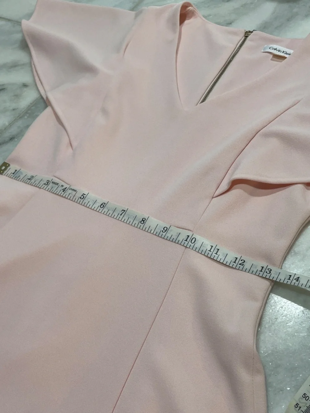 Calvin Klein Light Pink V-Neck Fit & Flare Flutter Sleeve Dress Size 2
